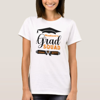 Zwart-Oranje tekst Aangepaste vrouwen Witte Afstud T-shirt