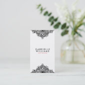 , zwart ornament ontwerp visitekaartje (Staand voorkant)