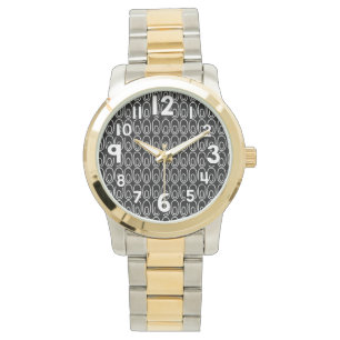 Zwart ovalen herhalen horloge