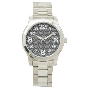 Zwart ovalen herhalen horloge
