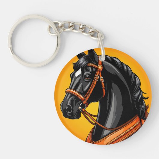 🐎 Zwart Paard Design Dierenliefhebbers Cadeau 🐎 Sleutelhanger (Voorkant)