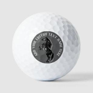 Zwart paard en aangepaste tekst stempels golfballe golfballen