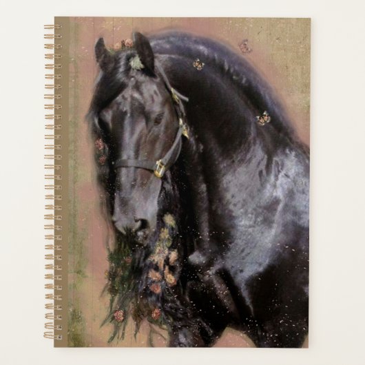 Zwart Paard Friese Paard - Kalender, Planner (Voorkant)