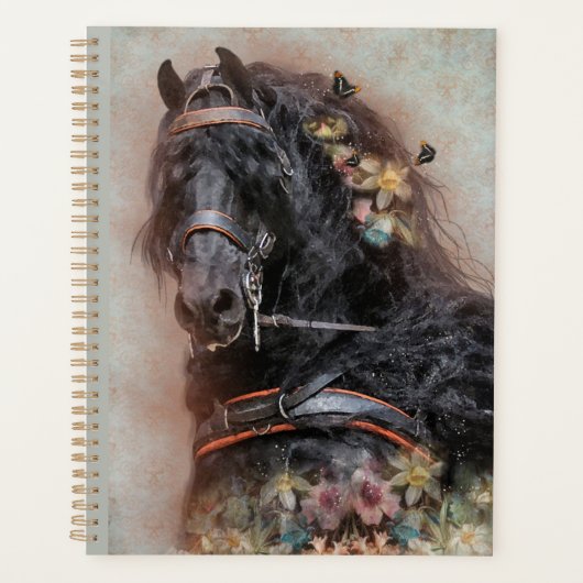 Zwart Paard Friese Paard - Kalender, Planner (Voorkant)