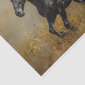 Zwart Paard Galloping Gouden Achtergrond Decoupage Tissuepapier (Detail)