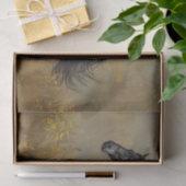 Zwart Paard Galloping Gouden Achtergrond Decoupage Tissuepapier (Geschenk)