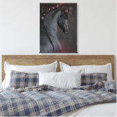 Zwart paard - gewikkeld canvas (Insitu (Slaapkamer))