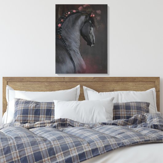 Zwart paard - gewikkeld canvas (Insitu (Slaapkamer))