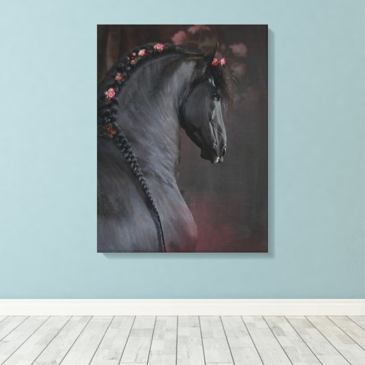 Zwart paard - gewikkeld canvas (Insitu (Houten vloer))