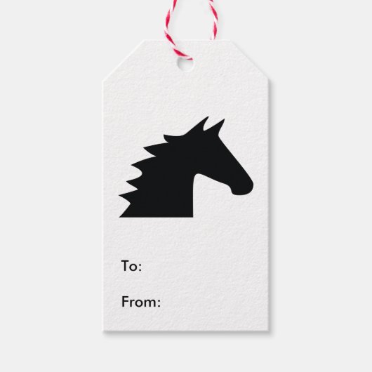 Zwart Paard Hoofd Silhouet Elegant Cadeaulabel (Voorkant)