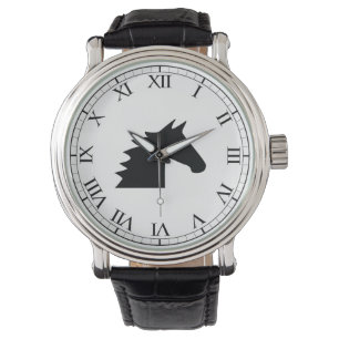 Zwart Paard Hoofd Silhouet Elegant Horloge