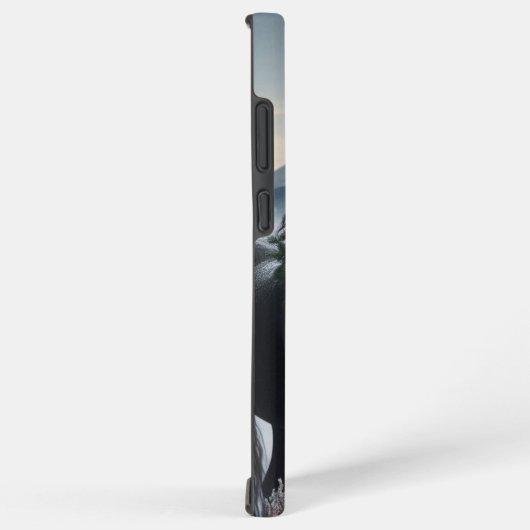 Zwart paard in de sneeuw met kerstkrans samsung galaxy hoesje (Rechterkant)