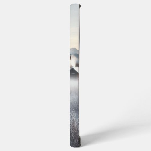 Zwart paard in de sneeuw met kerstkrans samsung galaxy hoesje (Linkerkant)