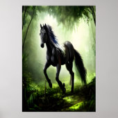 Zwart paard in het voorste | AI Art Poster (Voorkant)