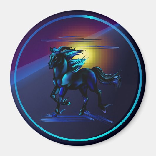 Zwart Paard Magneet (Voorkant)