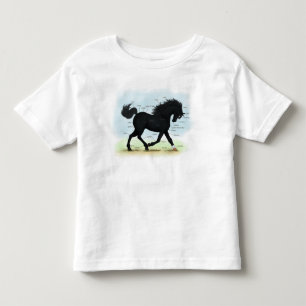 Zwart paard met ster- en Sockanatomigram Kinder Shirts