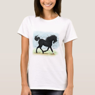 Zwart paard met ster- en Sockanatomigram T-shirt