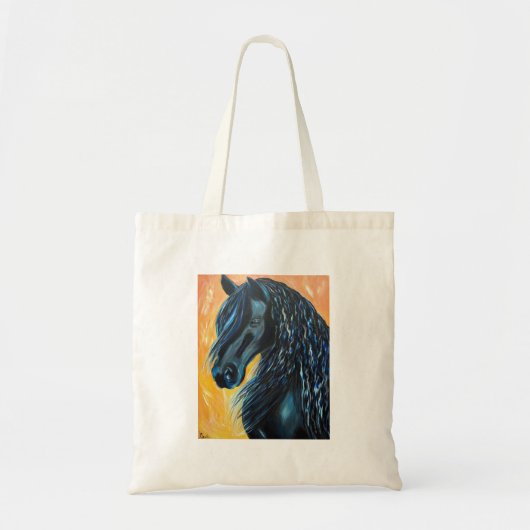 Zwart paard Schilderij Tote Bag (Voorkant)