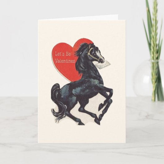 Zwart Paard Valentijnsdag Kaart (Voorkant)