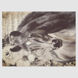Zwart Paard Waterverf Decoupage Tissue Papier