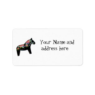 Zwart paardenadres etiket