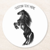 Zwart Paardenpapier Onderzetter met aangepaste tek (Voorkant)