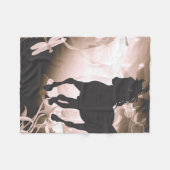 , zwart paardensilhouet fleece deken (Voorkant (Horizontaal))