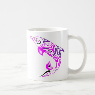 Zwart Paars en roze Tattoo met dolfijn Koffiemok