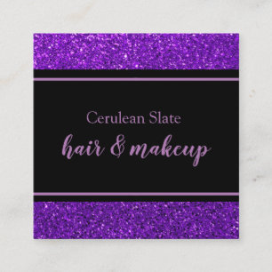 Zwart-Paars glitter-meisje Sparkle Salon Vierkante Visitekaartje