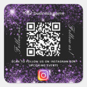 Zwart paars glitter zakenman code instagram vierkante sticker (Voorkant)