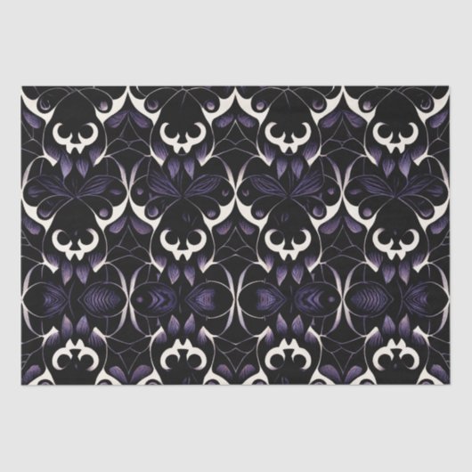 Zwart-Paars gotisch patroon #2 | Weefselpapier Tissuepapier (Voorkant)