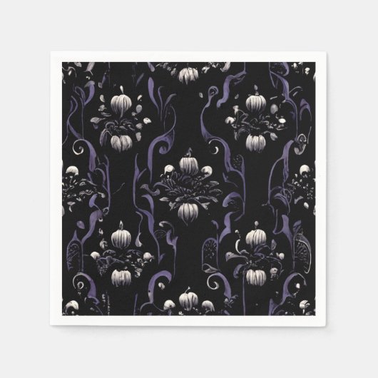 Zwart-Paars gotisch patroon #5 | Papier Napkin Servet (Voorkant)