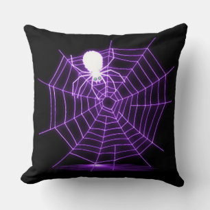 Zwart-Paars Halloween Spider Web Sierkussen