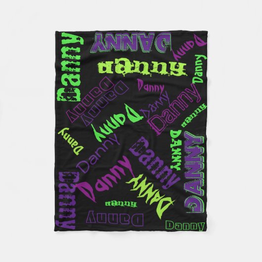 Zwart Paars Lime Green Neon Blanket Name Collage Fleece Deken (Voorkant)