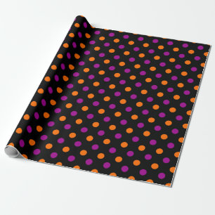 Zwart Paars Oranje Stippenpatroon Cadeaupapier