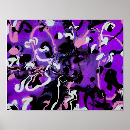 Zwart, Paars, roze en wit ontwerp - Poster (Voorkant)