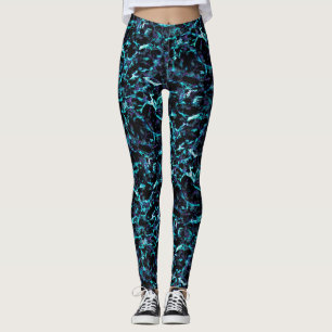 Zwart Paars & Schokkend Elektrisch Aqua Blauw Leggings
