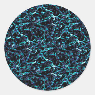 Zwart Paars & Schokkend Elektrisch Aqua Blauw Ronde Sticker