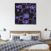 Zwart, Paars, Violet Retro Abstract kunstcanvas Canvas Afdruk (Insitu (Slaapkamer))