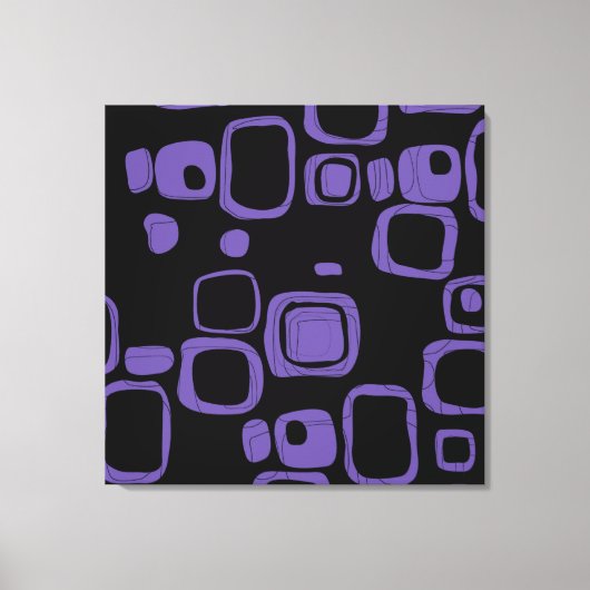 Zwart, Paars, Violet Retro Abstract kunstcanvas Canvas Afdruk (Voorkant)