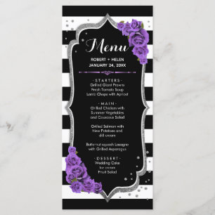 Zwart Paars Wit Zilver Menu Kaart