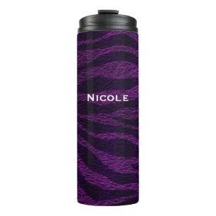 Zwart & Paars Zebraprint Glamoureus Chic Thermosbeker