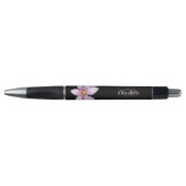 Zwart paarse aquarel bloemmonogram pen (Voorkant)