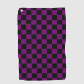 Zwart Paarse Check Checkerboard Patroon Golfhanddoek (Voorkant)