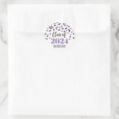 Zwart Paarse Confetti Afstuderen 2024 Ronde Sticker (Tas)