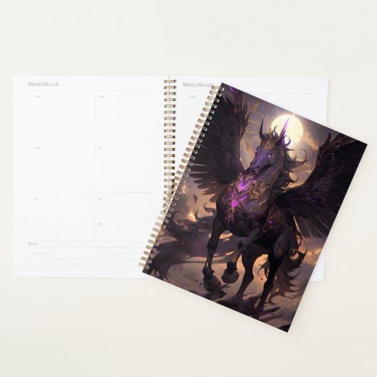 Zwart Paarse Eenhoorn Fantasy Art Planner (Display)