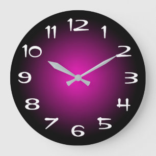 Zwart Paarse en Hot Pink Radial Gradient Grote Klok