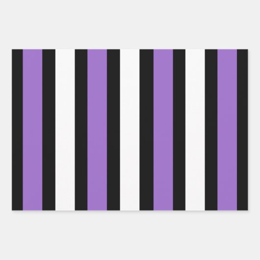 Zwart, Paarse en witte strepen Inpakpapier Vel (Voorkant)