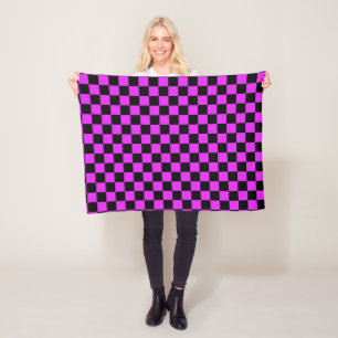 Zwart Paarse geruit speelpatroon Fleece Deken