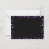 Zwart paarse glitter menu kiezen bruiloft RSVP (Achterkant)